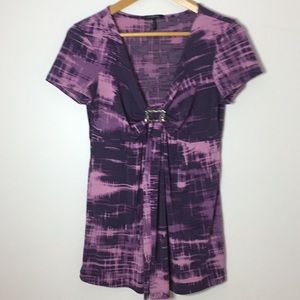 Daisy Fuentes Purple Short Sleeve Top Size M EUC